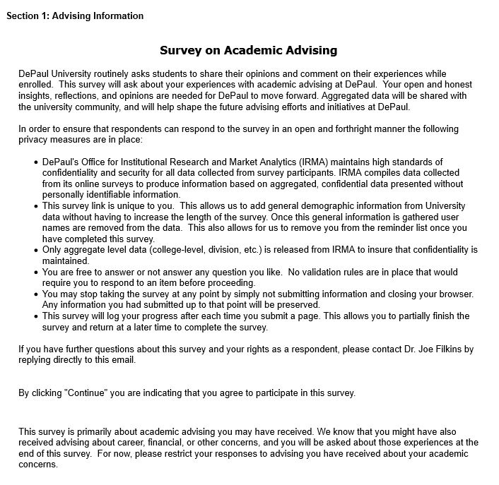 Advising Surveys